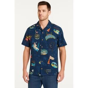 Toes On The Nose Shirt Vintage Retro Printed Button Down Short Sleeve Hawaiian M